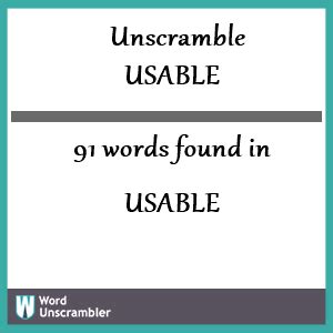 usable unscramble|unscramble letters usable.